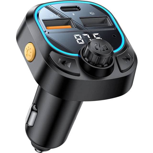 Yesido Bluetooth FM Transmitter Autoladegerät 2x USB-A USB-C Schwarz